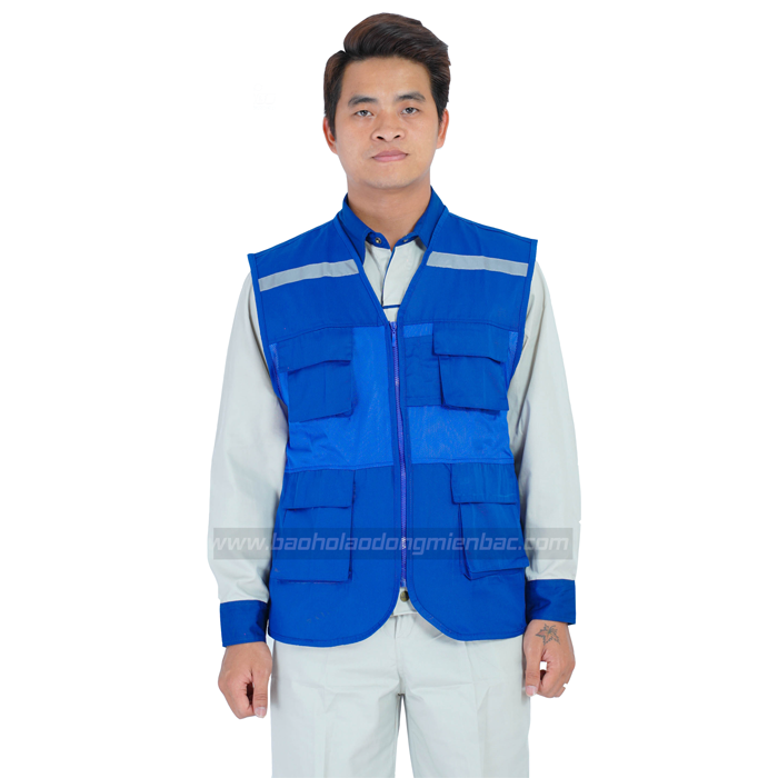 Áo Ghile Lưới Phản Quang Xanh