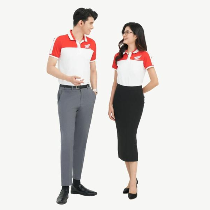 Áo polo đồng phục đỏ trắng Honda