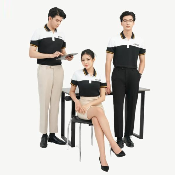 Áo polo đồng phục đen trắng Ferroli