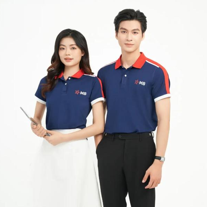 Áo polo đồng phục xanh đỏ MB Bank