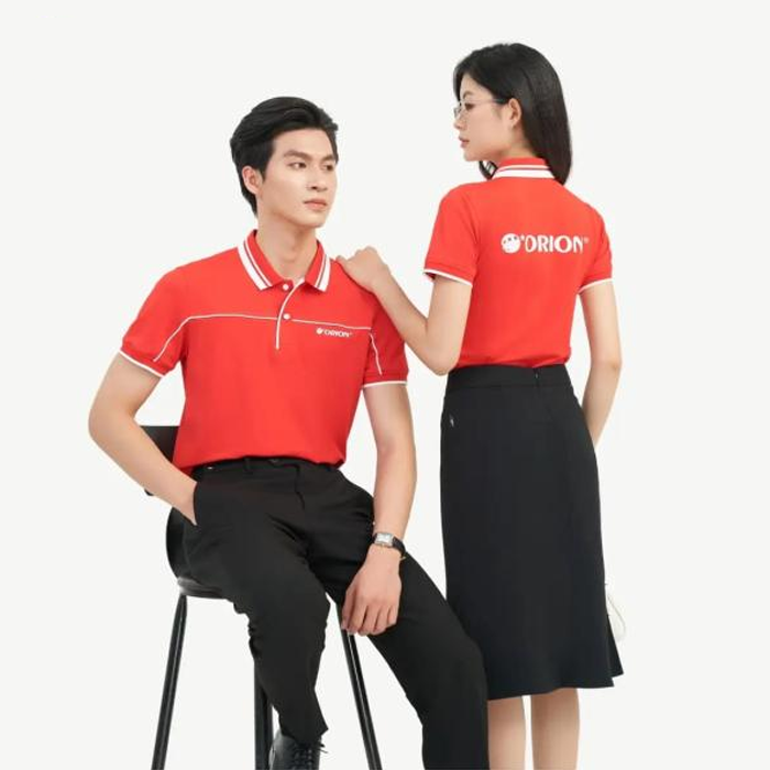 Áo polo đồng phục đỏ trắng Orion