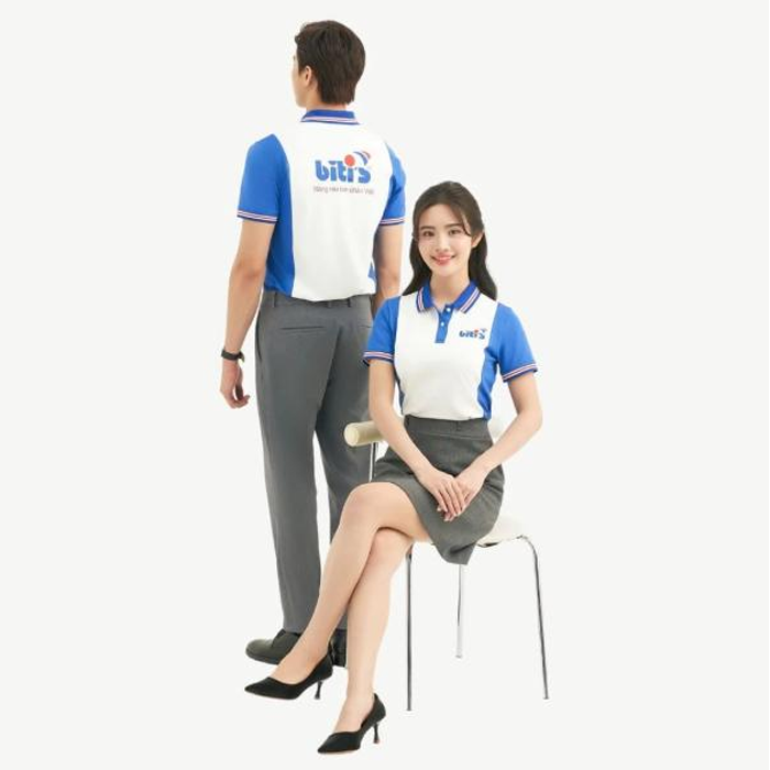 Áo polo đồng phục xanh trắng Biti’s
